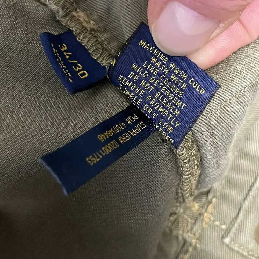 Polo Ralph Lauren 650 Straight Fit 5-Pocket Pants Mens 34x32 Green Flat Front